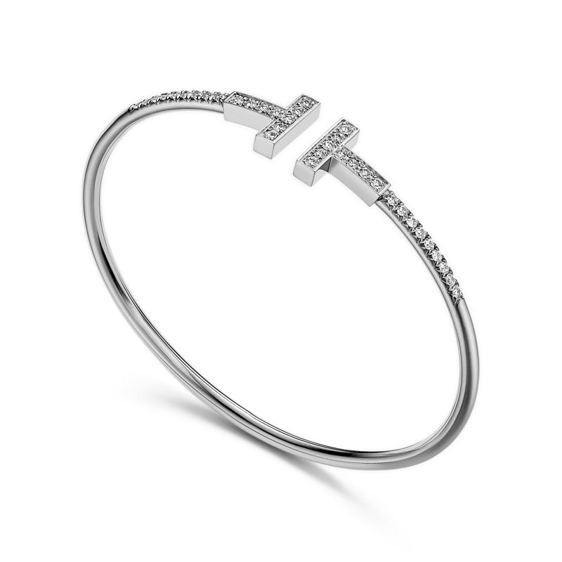 Tiffany & Co. Tiffany T Brazalete Wire Con Diamantes En Pavé De Oro Blanco