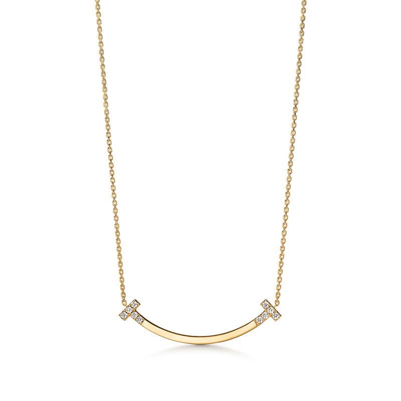 Tiffany & Co. Tiffany T Colgante Smile mediano de oro amarillo con diamantes