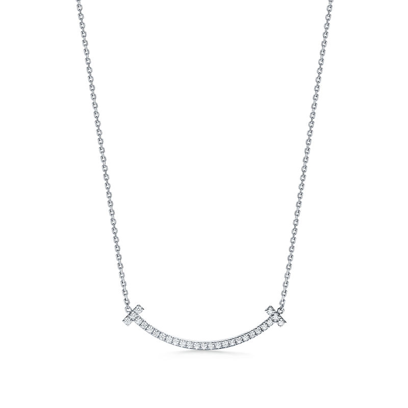Tiffany & Co. Tiffany T Colgante Smile mediano de oro blanco con diamantes