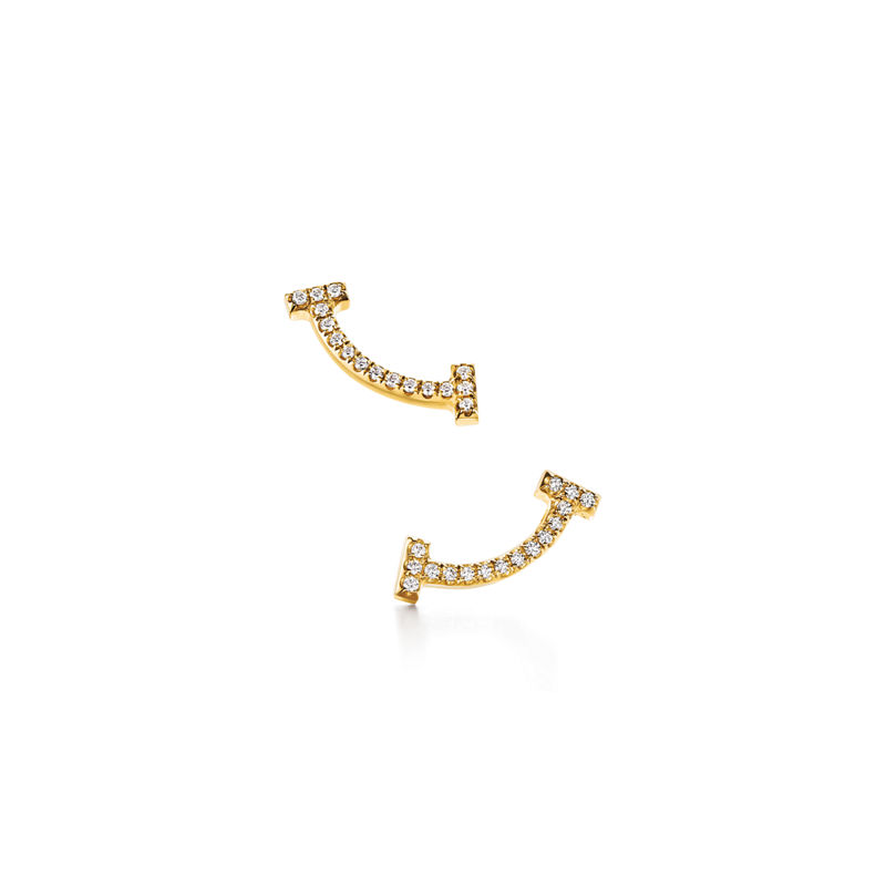 Tiffany & Co. Tiffany T Pendientes Smile de oro con diamantes