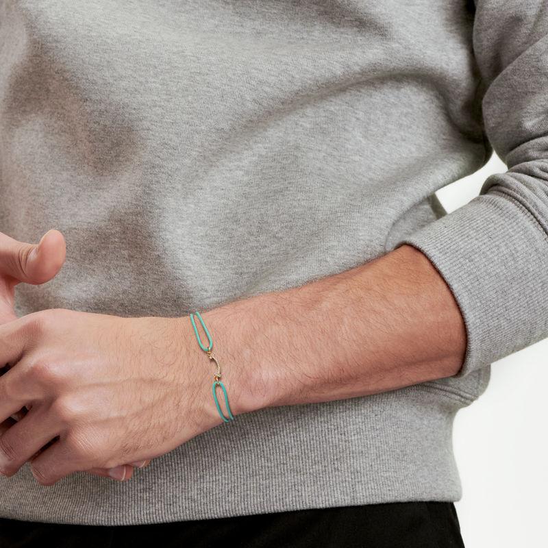 Tiffany & Co. Tiffany T Pulsera Smile De Oro Amarillo En Un Cordón De Color Azul Con Diamantes