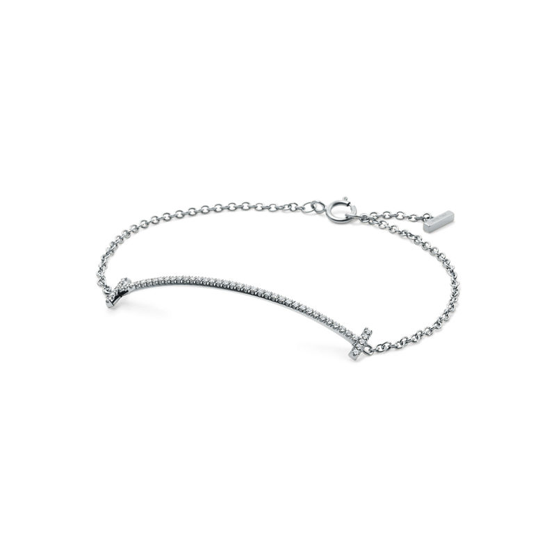 Tiffany & Co. Tiffany T Pulsera Smile De Oro Blanco Con Diamantes