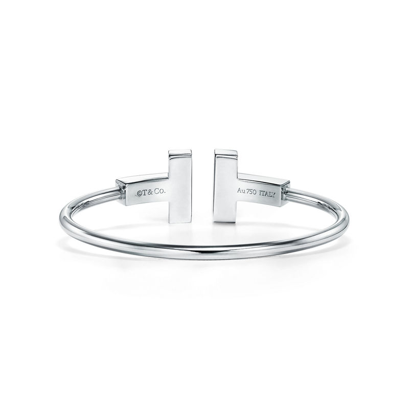 Tiffany & Co. Tiffany T Pulsera Wire Ancha De Oro Blanco