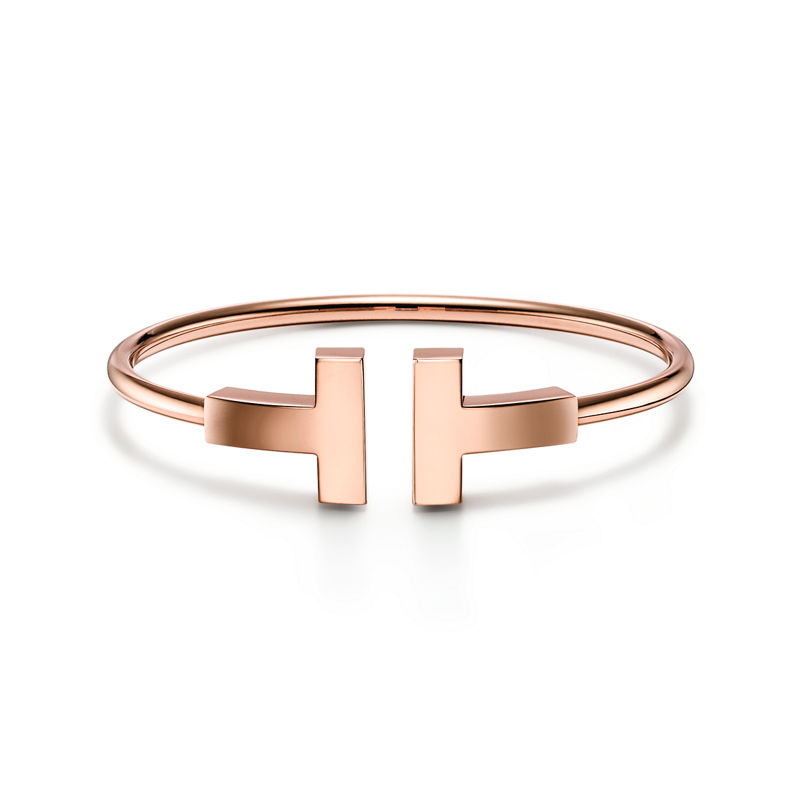 Tiffany & Co. Tiffany T Pulsera Wire ancha de oro rosa