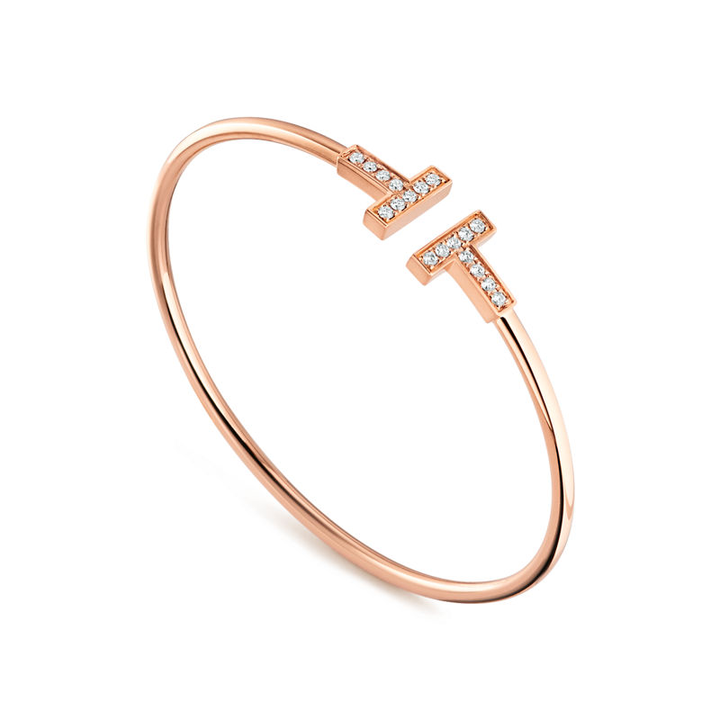 Tiffany & Co. Tiffany T Pulsera Wire De Diamantes De Oro Rosa