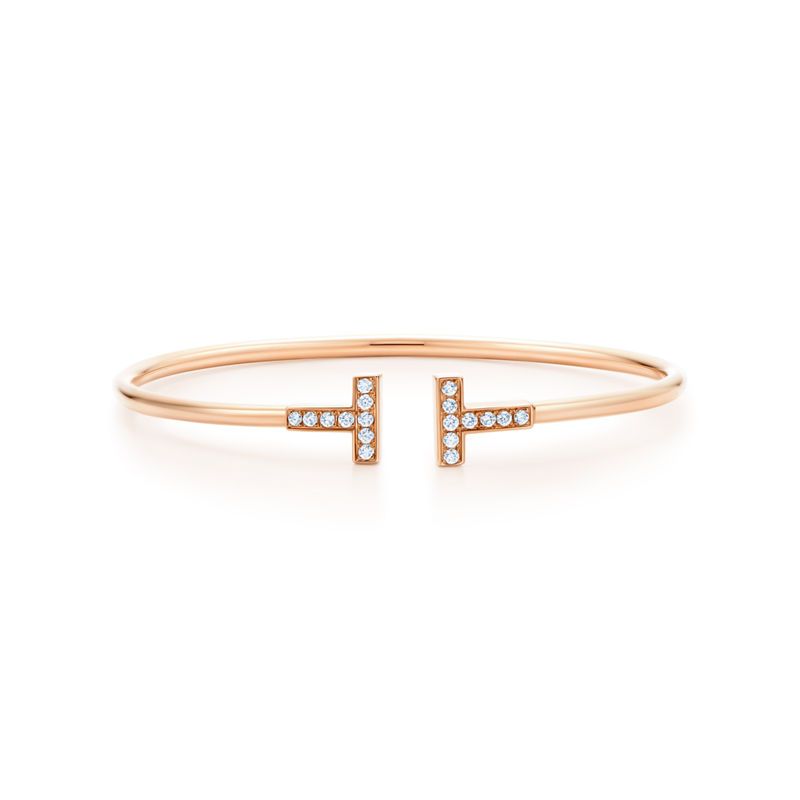 Tiffany & Co. Tiffany T Pulsera Wire de diamantes de oro rosa