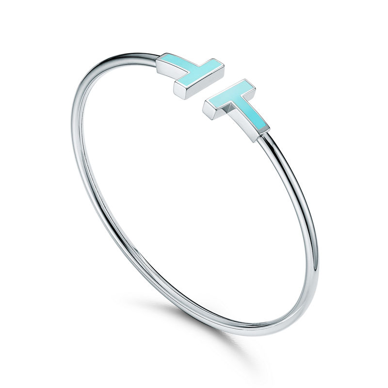 Tiffany & Co. Tiffany T Pulsera Wire De Turquesa De Oro Blanco