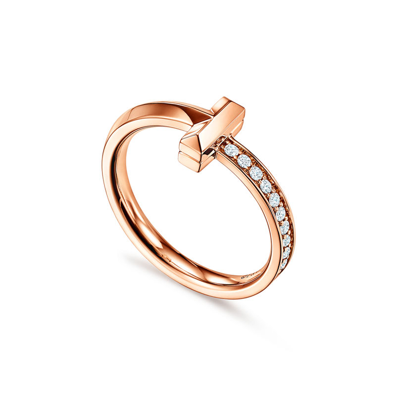 Tiffany & Co. Tiffany T T1 Anillo De Oro Rosa Con Diamantes