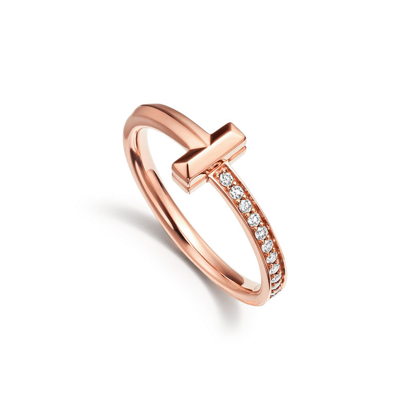 Tiffany & Co. Tiffany T T1 Anillo De Oro Rosa Con Diamantes