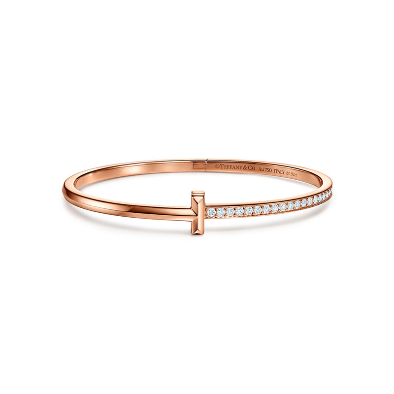 Tiffany & Co. Tiffany T T1 Brazalete articulado estrecho de diamantes de oro rosa