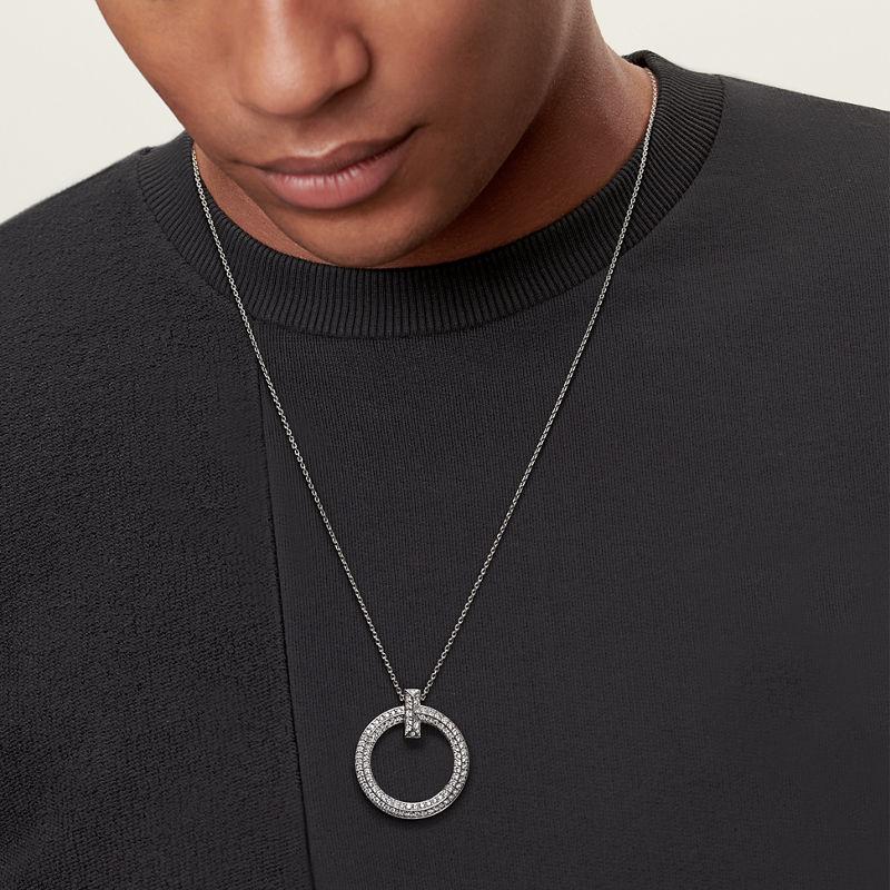 Tiffany & Co. Tiffany T T1 Colgante Circular De Oro Blanco De 18 Quilates Con Diamantes Tamaño Grande