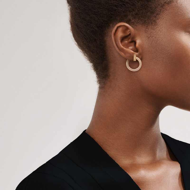 Tiffany & Co. Tiffany T T1 Pendientes De Aro Abiertos De Oro Con Diamantes