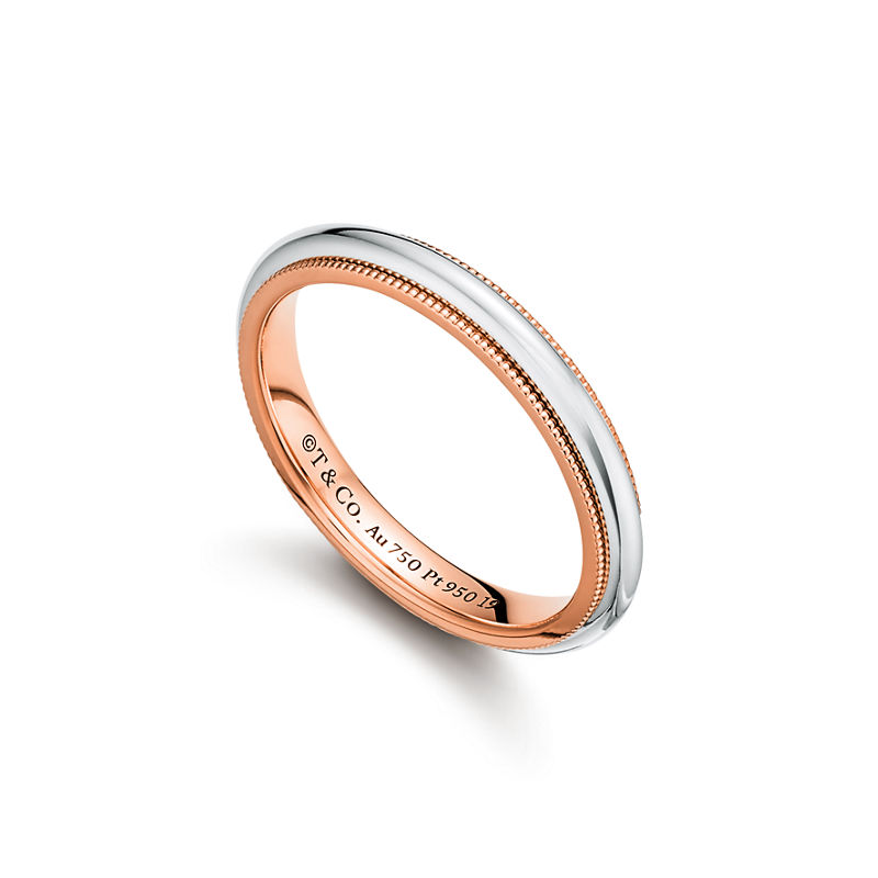Tiffany & Co. Tiffany Together Alianza Con Milgrain De Oro Rosa Y Platino