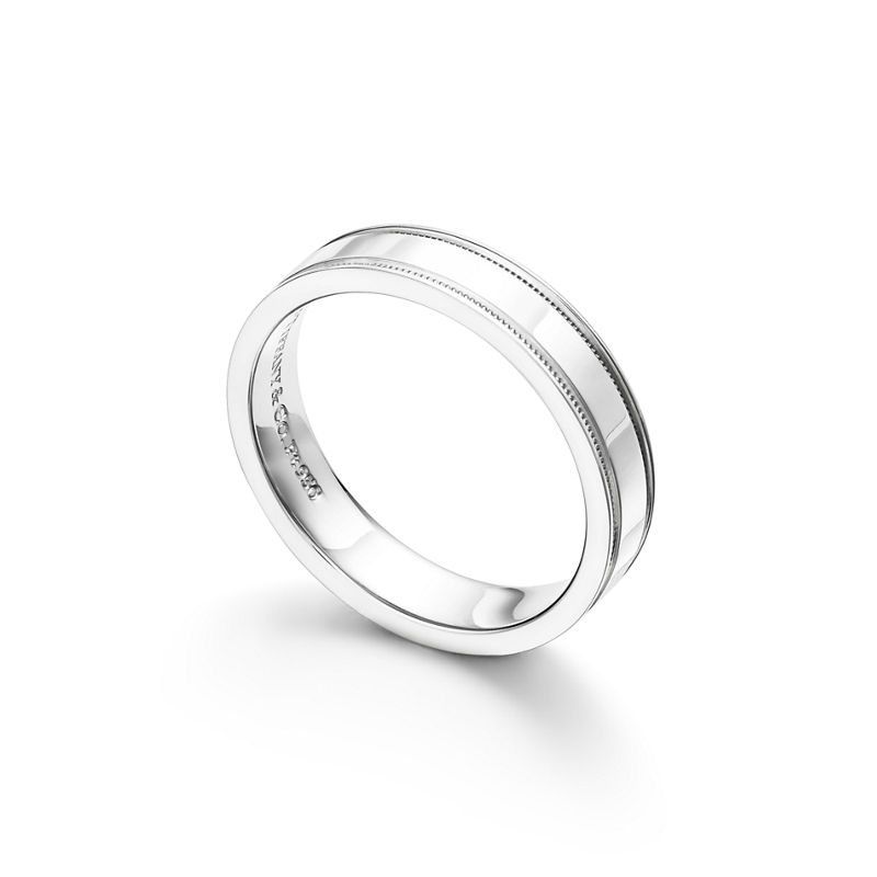 Tiffany & Co. Tiffany Together Alianza De Doble Milgrain En Platino 4 mm De Ancho