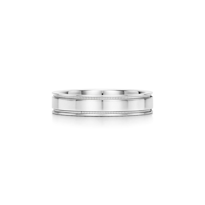 Tiffany & Co. Tiffany Together Alianza de doble milgrain en platino 4 mm de ancho