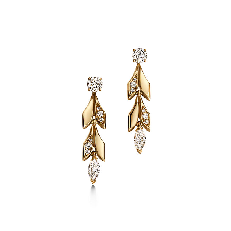 Tiffany & Co. Tiffany Victoria® Pendientes Largos Transformables Vine En Oro Amarillo Con Diamantes
