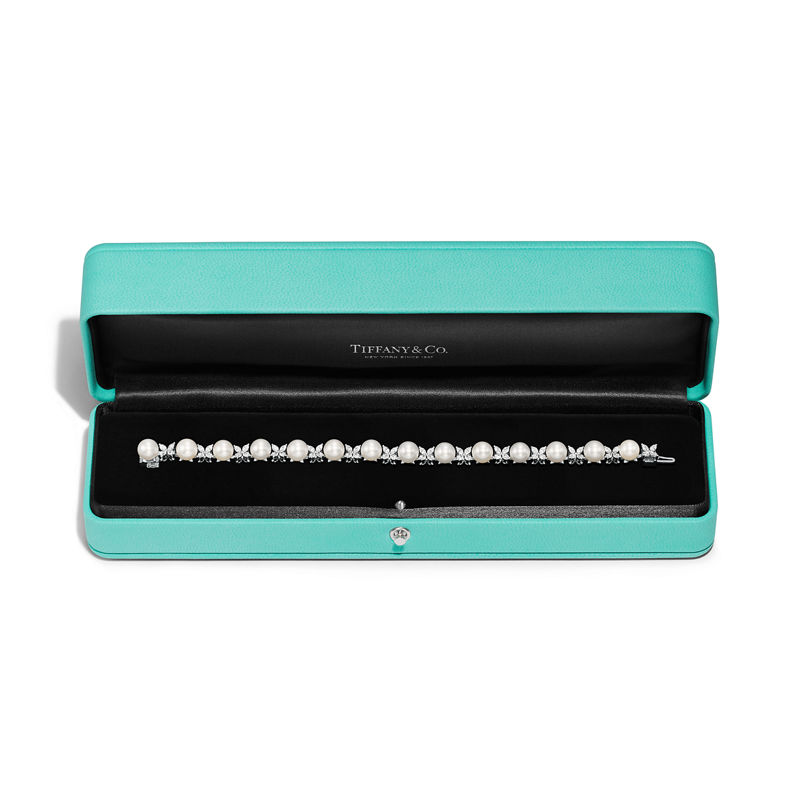 Tiffany & Co. Tiffany Victoria® Pulsera De Tenis En Platino Con Diamantes Y Perlas