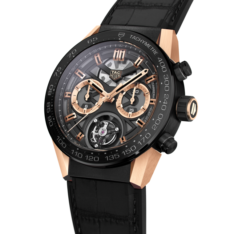 TAG Heuer TAG Heuer Carrera Chronograph Tourbillon Automático 45 mm Titanio con revestimiento de PVD CAR5A5U.FC6377