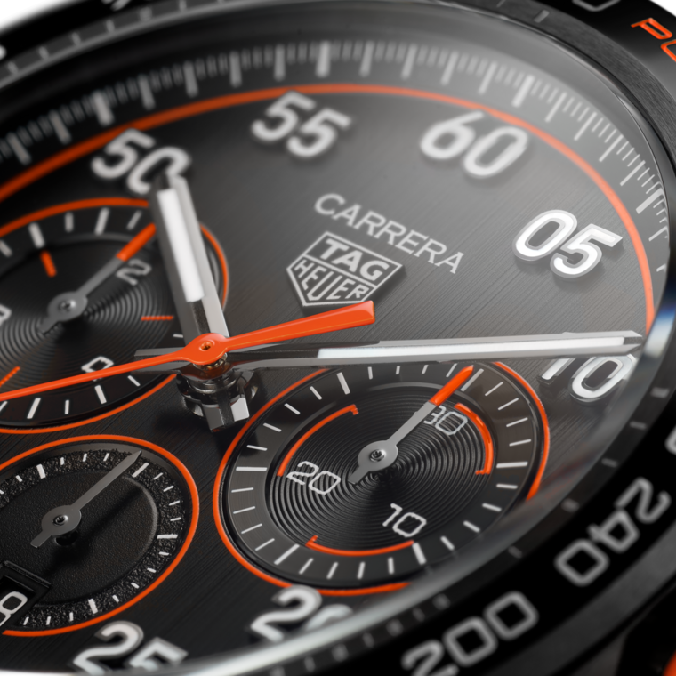 TAG Heuer TAG Heuer Carrera Chronograph X Porsche Orange Racing Automático 44 Mm Acero Con Revestimiento De DLC CBN2A1M.FC6526