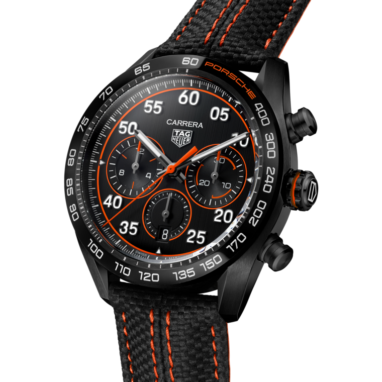 TAG Heuer TAG Heuer Carrera Chronograph x Porsche Orange Racing Automático 44 mm Acero con revestimiento de DLC CBN2A1M.FC6526
