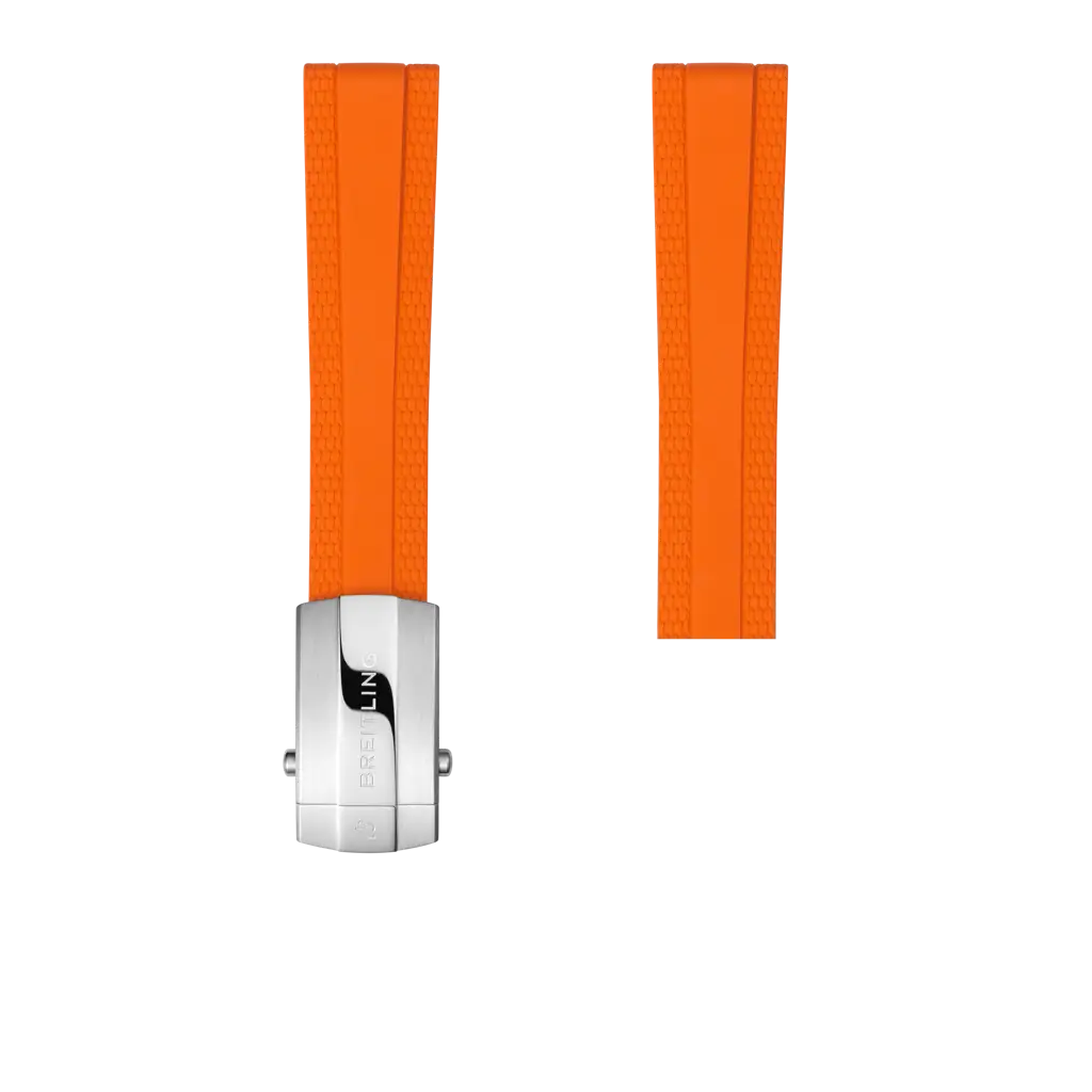 Breitling Correa de caucho mandarina - 18 MM