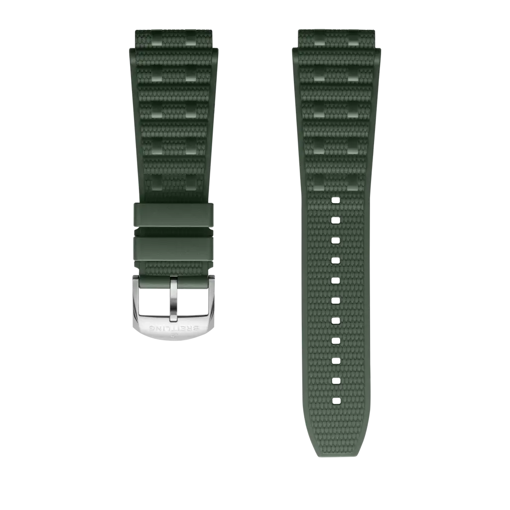 Breitling Correa de goma Rouleaux verde - 22 MM