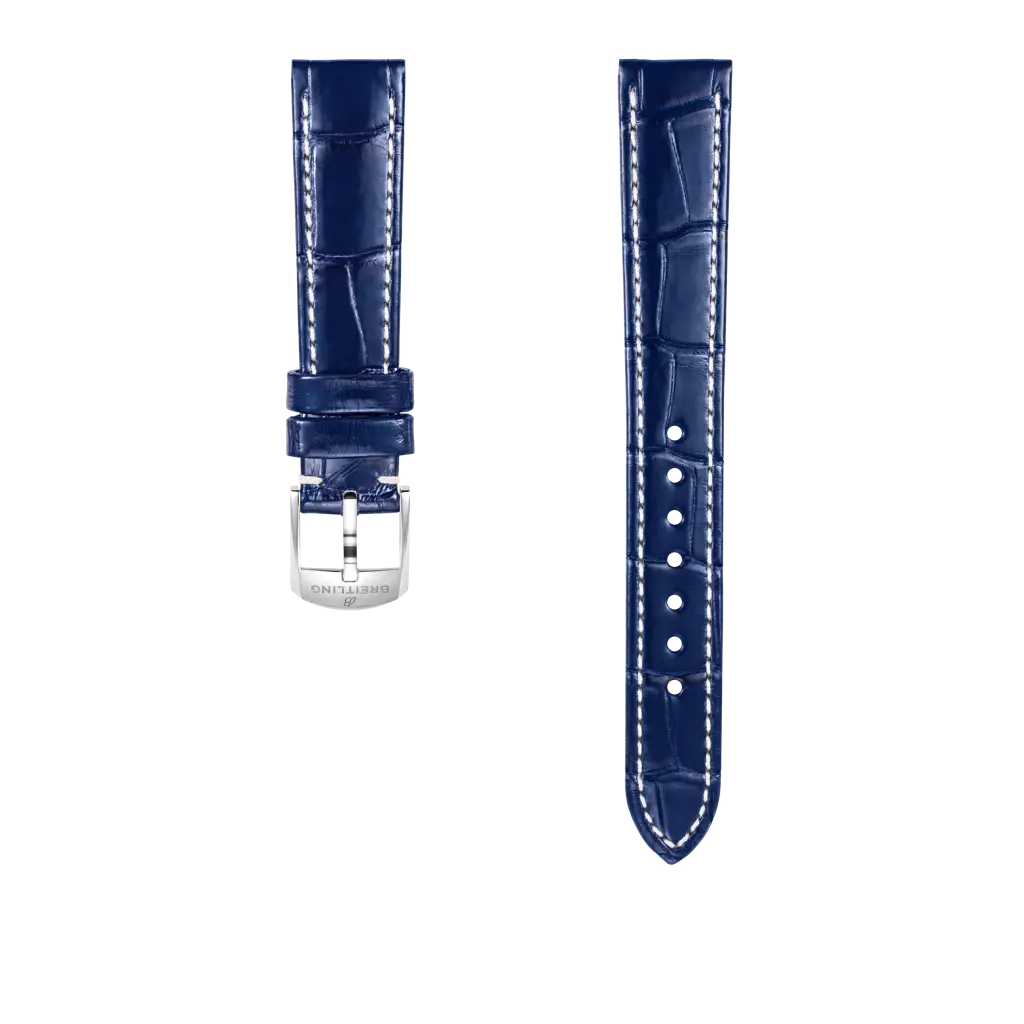 Breitling Correa de piel de cocodrilo azul - 16 MM