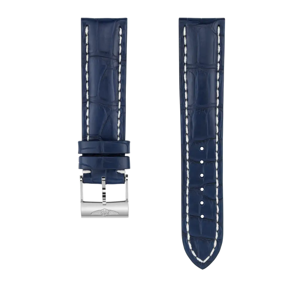 Breitling Correa de piel de cocodrilo azul - 22 MM