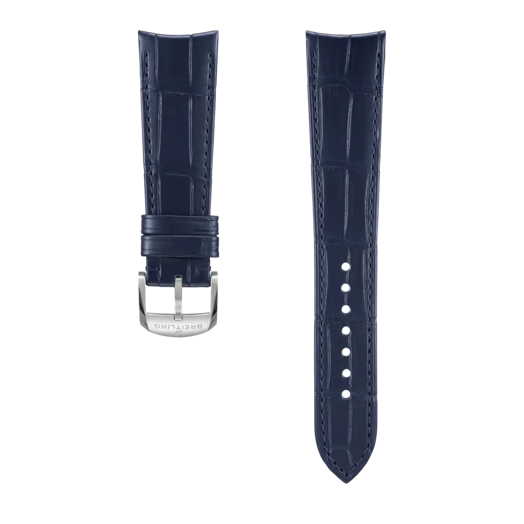 Breitling Correa de piel de cocodrilo azul - 22 MM