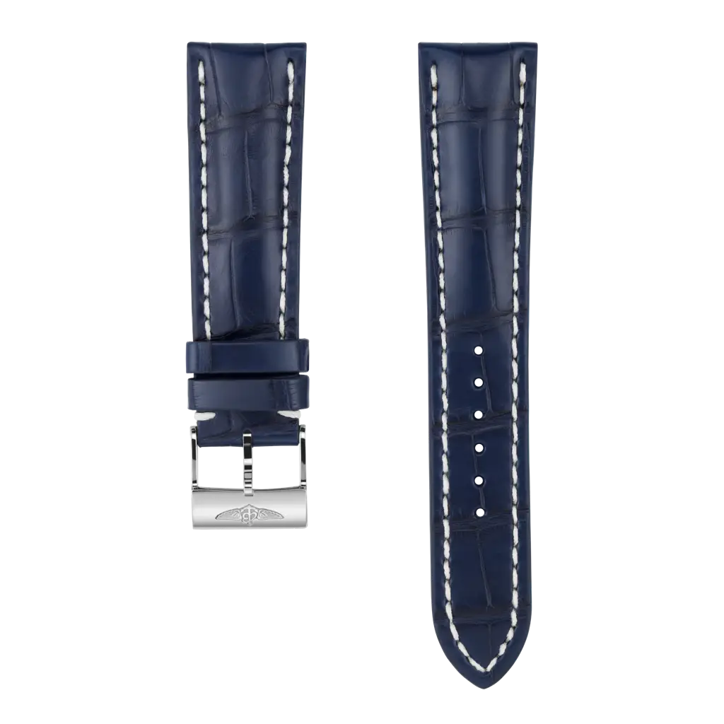 Breitling Correa de piel de cocodrilo azul - 24 MM