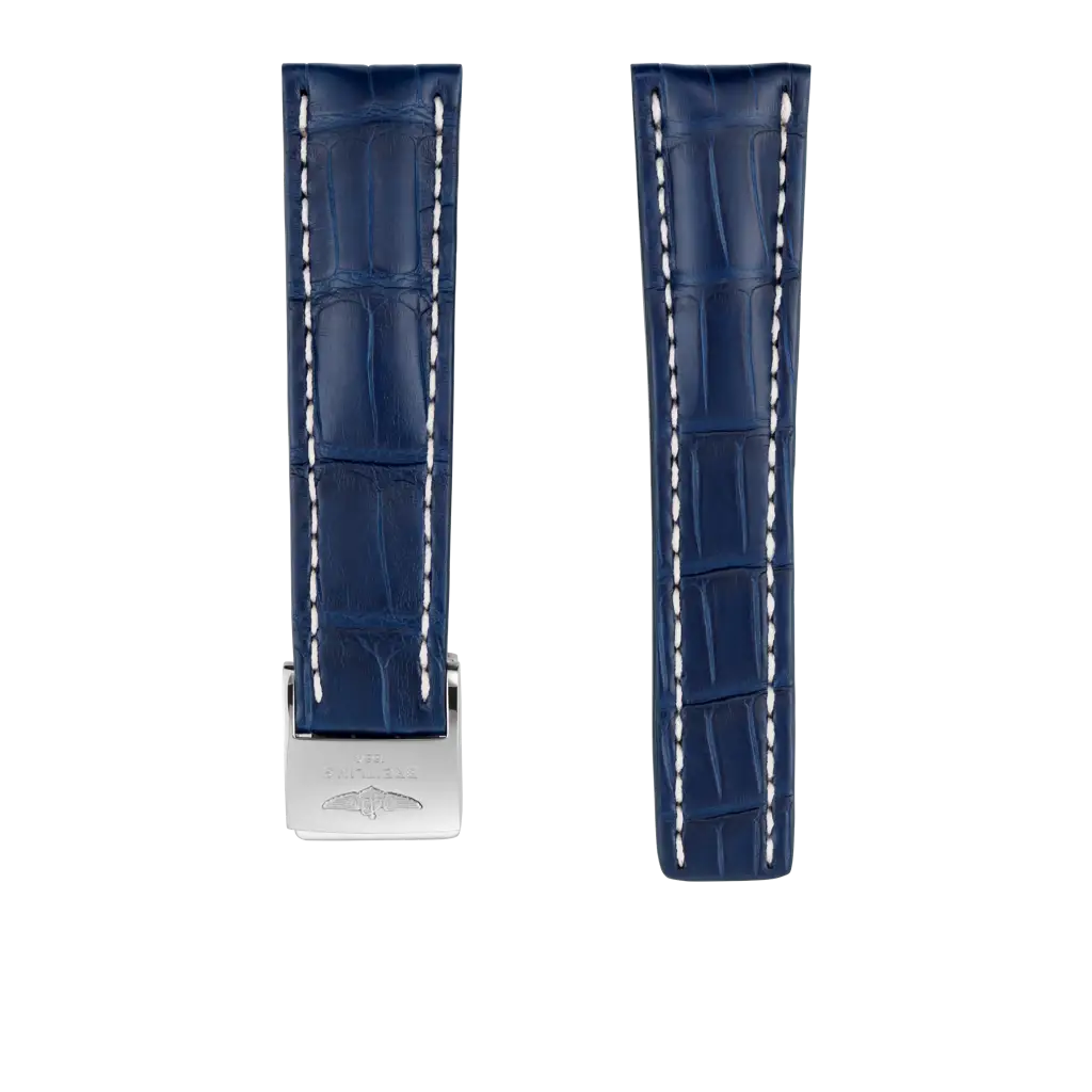 Breitling Correa de piel de cocodrilo azul - 24 MM