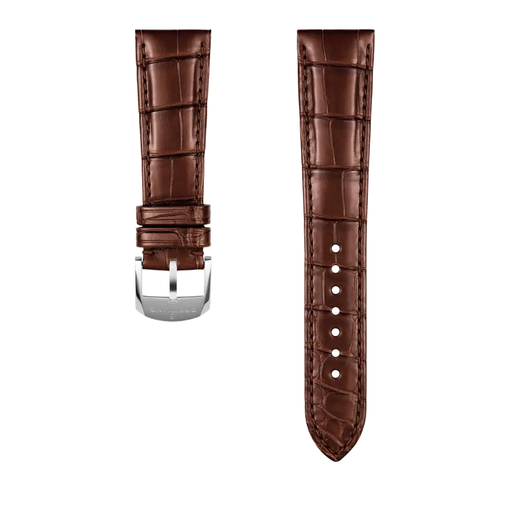 Breitling Correa de piel de cocodrilo marrón - 22 MM