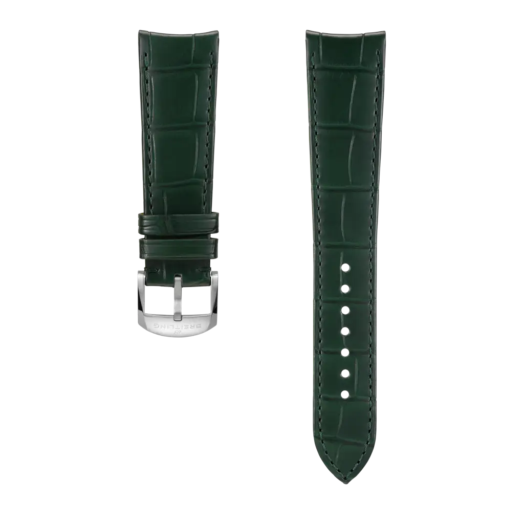 Breitling Correa de piel de cocodrilo verde - 22 MM