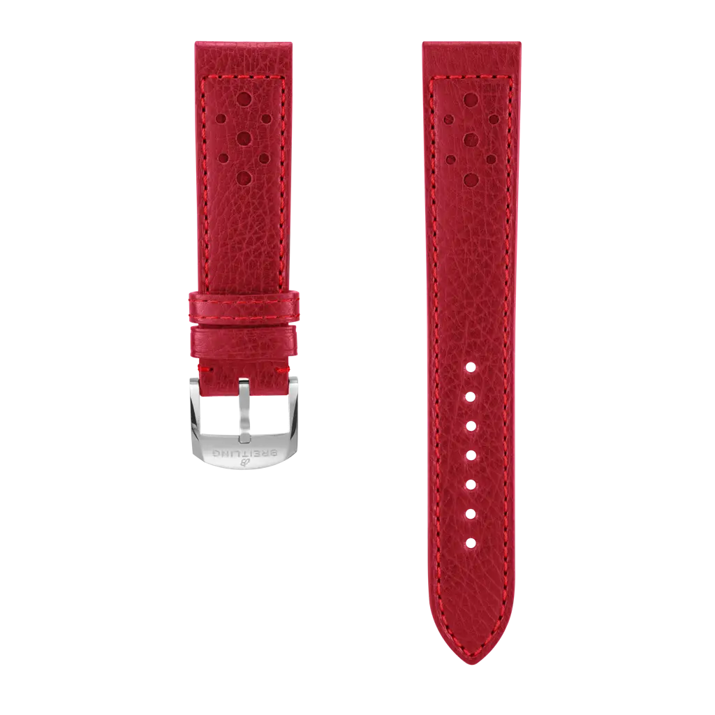 Breitling Correa de piel de becerro rojo con estética de competición - 20 MM