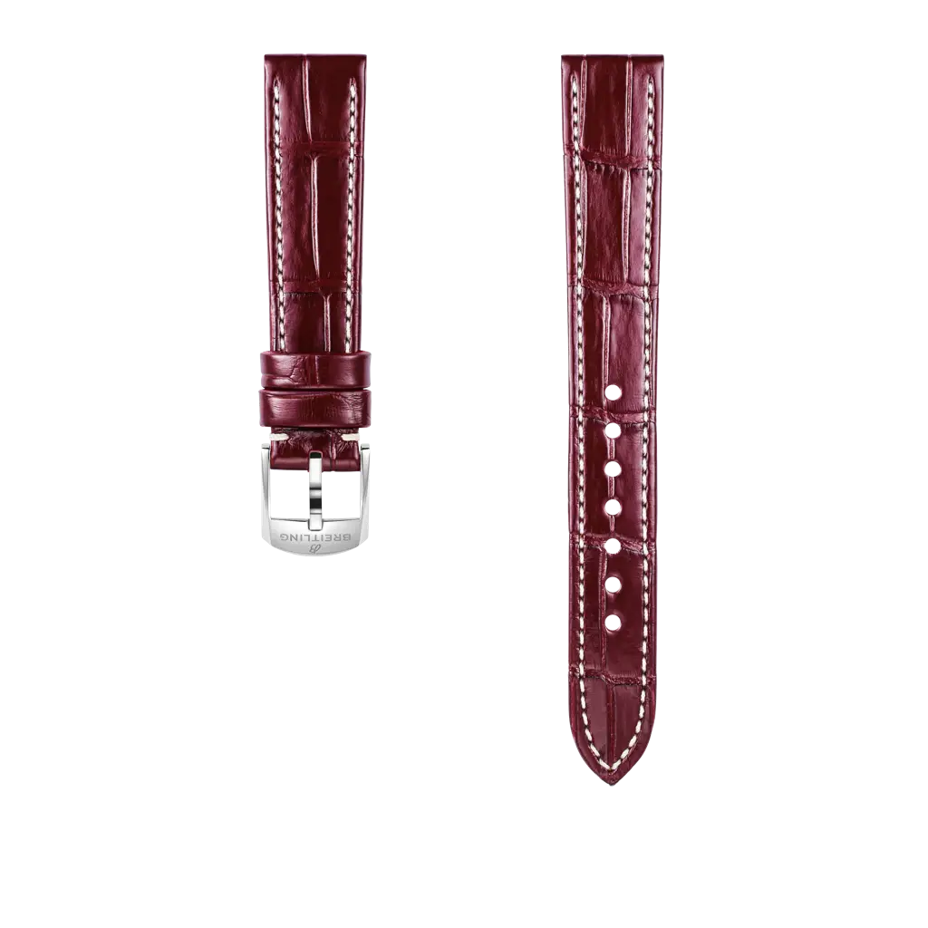 Breitling Correa de piel de cocodrilo burdeos - 16 MM