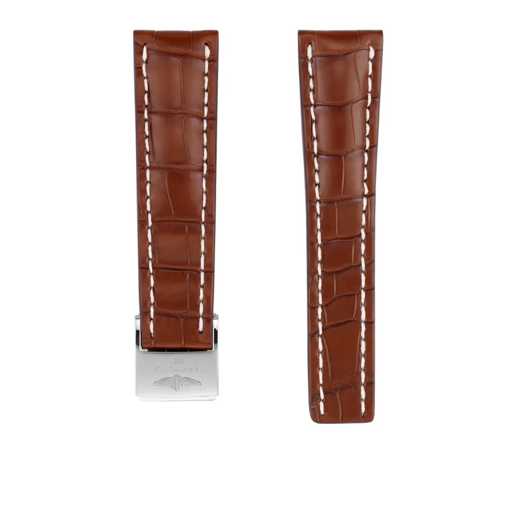 Breitling Correa de piel de cocodrilo color oro - 24 MM