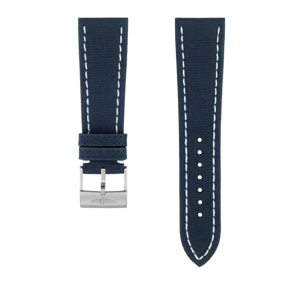 Breitling Correa militar de piel de becerro azul - 24 MM