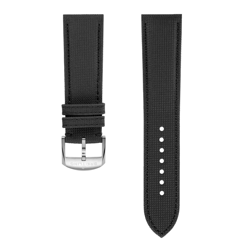 Breitling Correa militar de piel de becerro color antracita - 24 MM