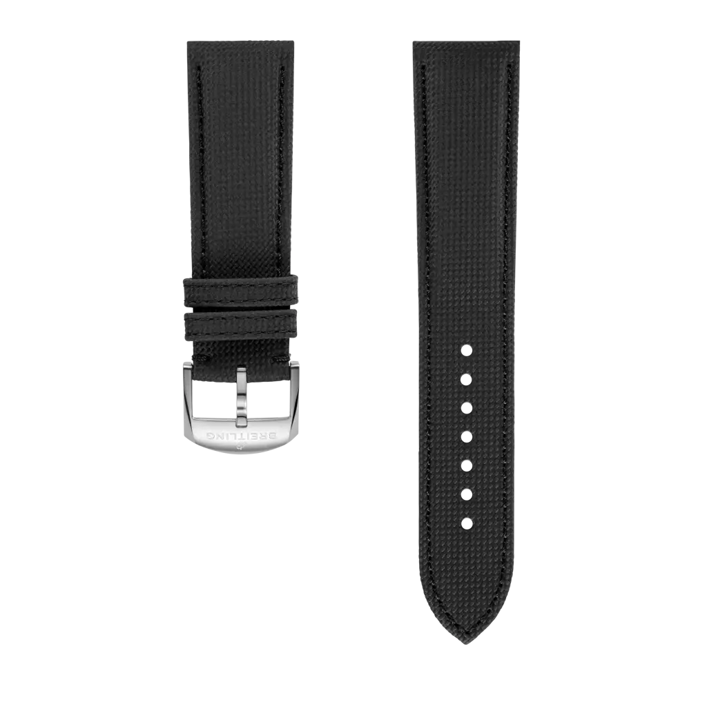 Breitling Correa militar de piel de becerro color antracita - 22 MM