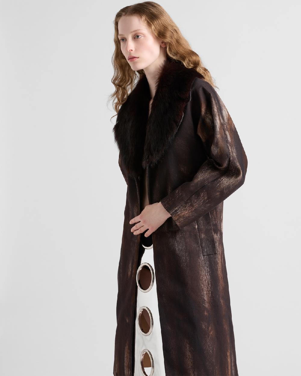 Prada Abrigo De Botonadura Simple De Dril Estampado