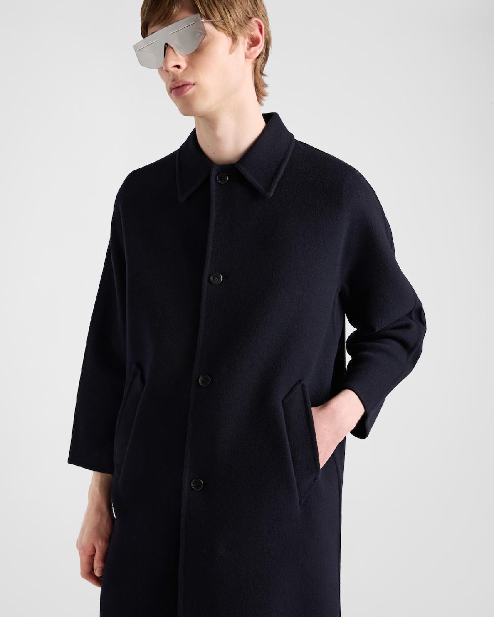 Prada Abrigo De Mezcla De Lana De Botonadura Simple