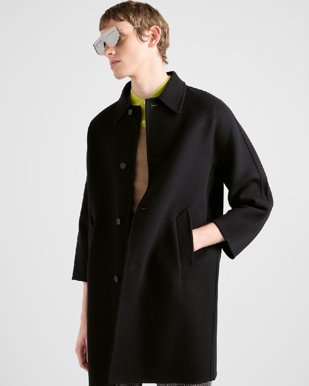 Prada Abrigo De Mezcla De Lana De Botonadura Simple