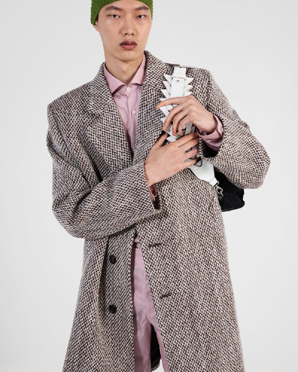 Prada Abrigo De Mezcla De Lana De Botonadura Simple