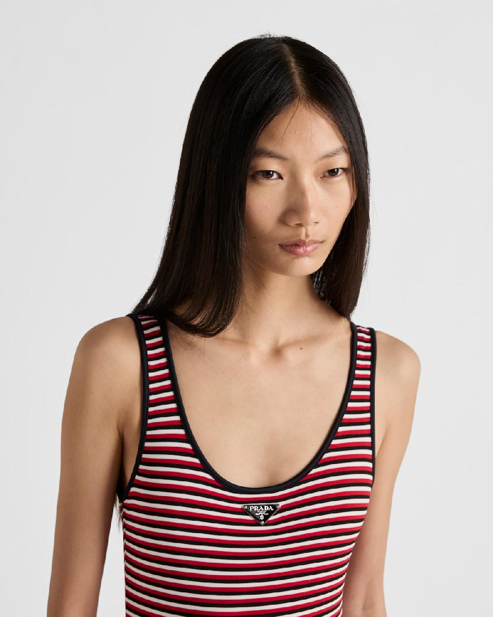 Prada Bañador De Una Pieza En Punto Interlock A Rayas