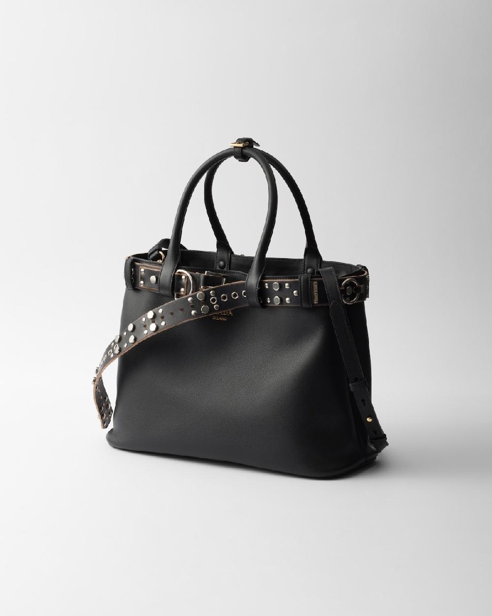 Prada Bolso Prada Buckle De Piel Grande Con Cinturón Con Tachuelas