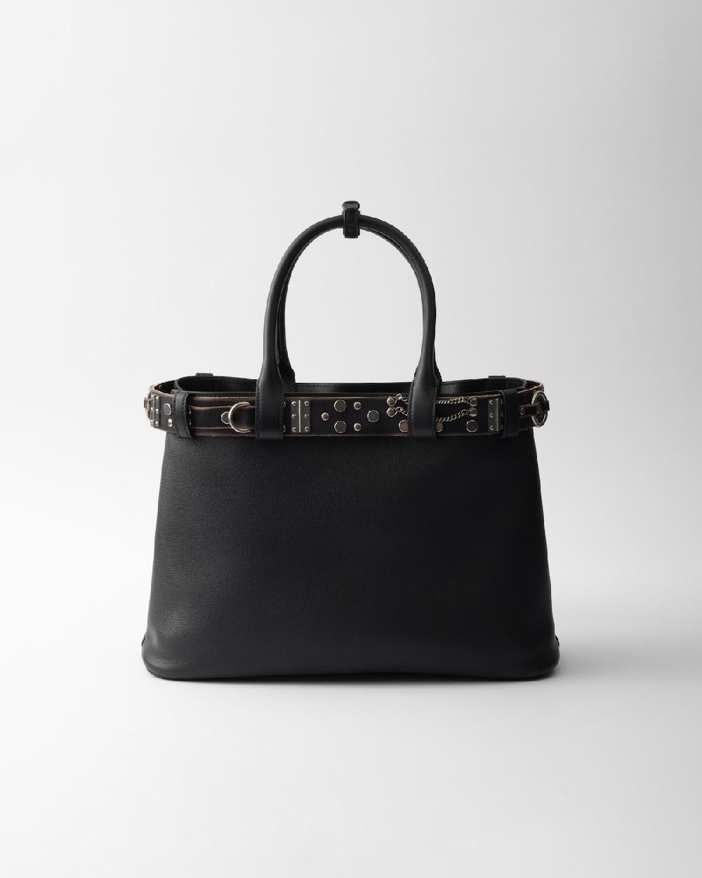 Prada Bolso Prada Buckle De Piel Grande Con Cinturón Con Tachuelas