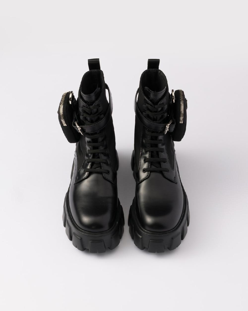 Prada Botas Militares Monolith De Piel Y Re-Nylon Con Pouch