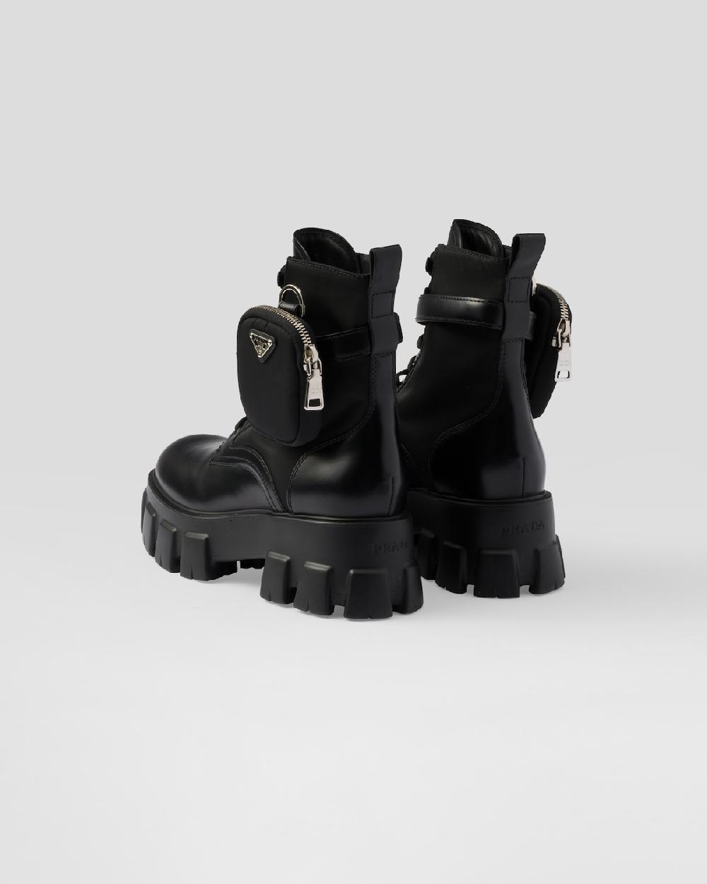 Prada Botas Militares Monolith De Piel Y Re-Nylon Con Pouch