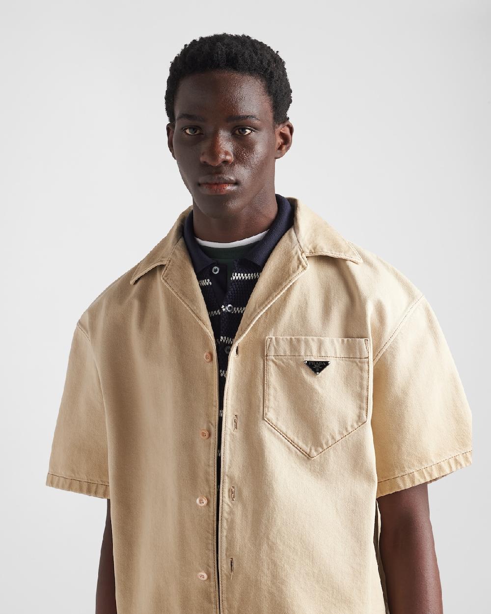 Prada Camisa De Manga Corta De Bull Vaquero Desgastado