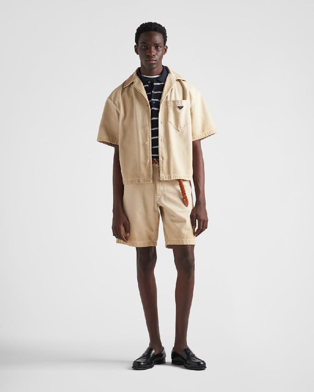 Prada Camisa de manga corta de bull vaquero desgastado